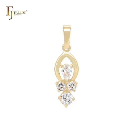 Marquise cluster white CZs drop 14K Gold Pendant