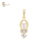 Marquise cluster white CZs drop 14K Gold Pendant