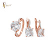 Solitaire white CZs with paved white CZs Rose Gold two tone Jewelry Set with Rings