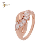 Luxurious cluster marquise olive yellow or white CZs Rose Gold Fashion Rings