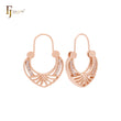 Basket of slashes mixed white CZs Rose Gold Wire Hook Earrings