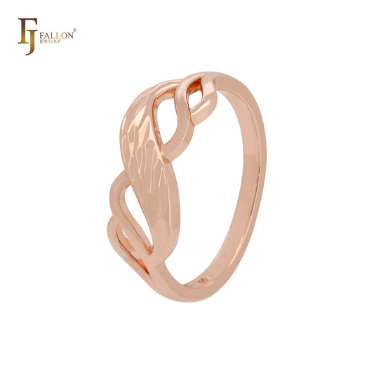 Wavy filigree interlocking Glossy Rose Gold Fashion Rings