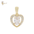 Halo Heart shape oval white CZs 14K Gold Pendant