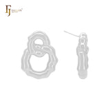 Interlocking bones irregular shaped 14K Gold, Rose Gold, White Gold Stud Earrings