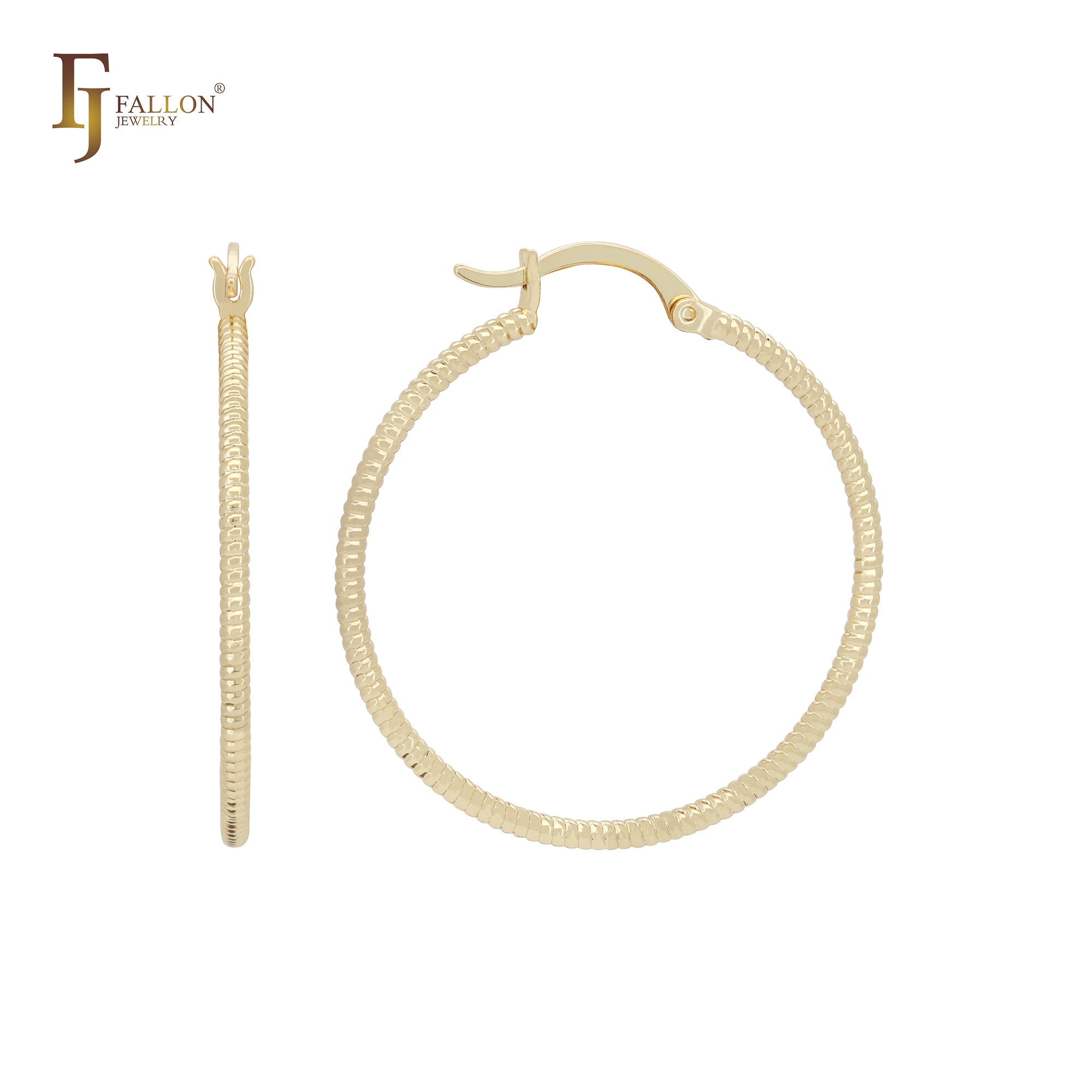 Snake bone textured minimalism elegant 14K Gold Hoop Earrings