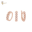 Five white rounded czs cluster Rose Gold Jewelry Set with Rings