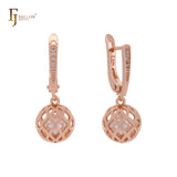 Pearl in a cage Rose Gold Clip-On Earrings