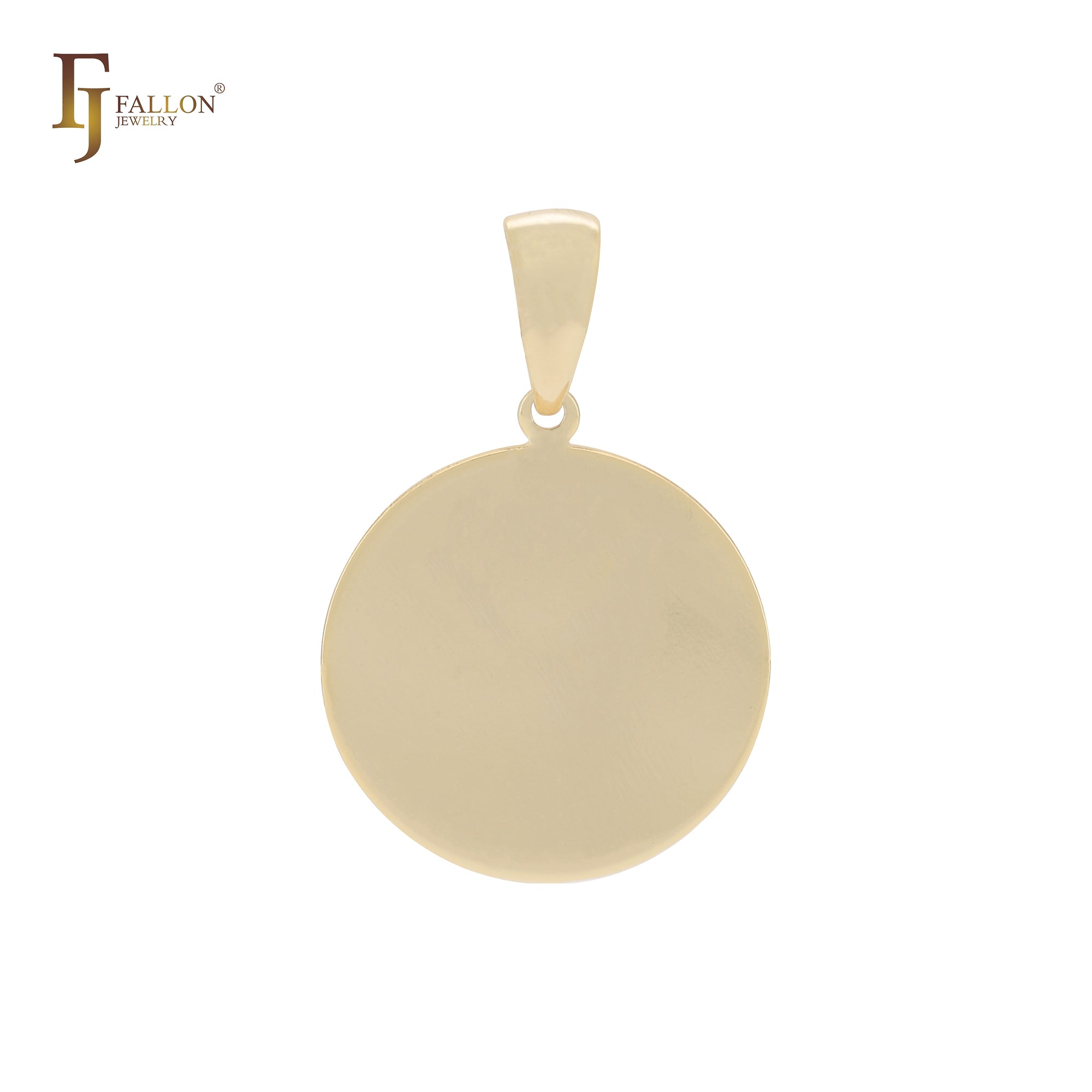 Elegant flat rounded disc 14K Gold Pendant