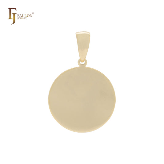 Elegant flat rounded disc 14K Gold Pendant