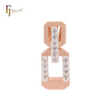 Double buckles of lock with white CZs Rose Gold two tone Pendant