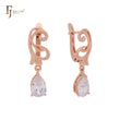 Elegant pear shape white CZ Rose Gold Clip-On Earrings