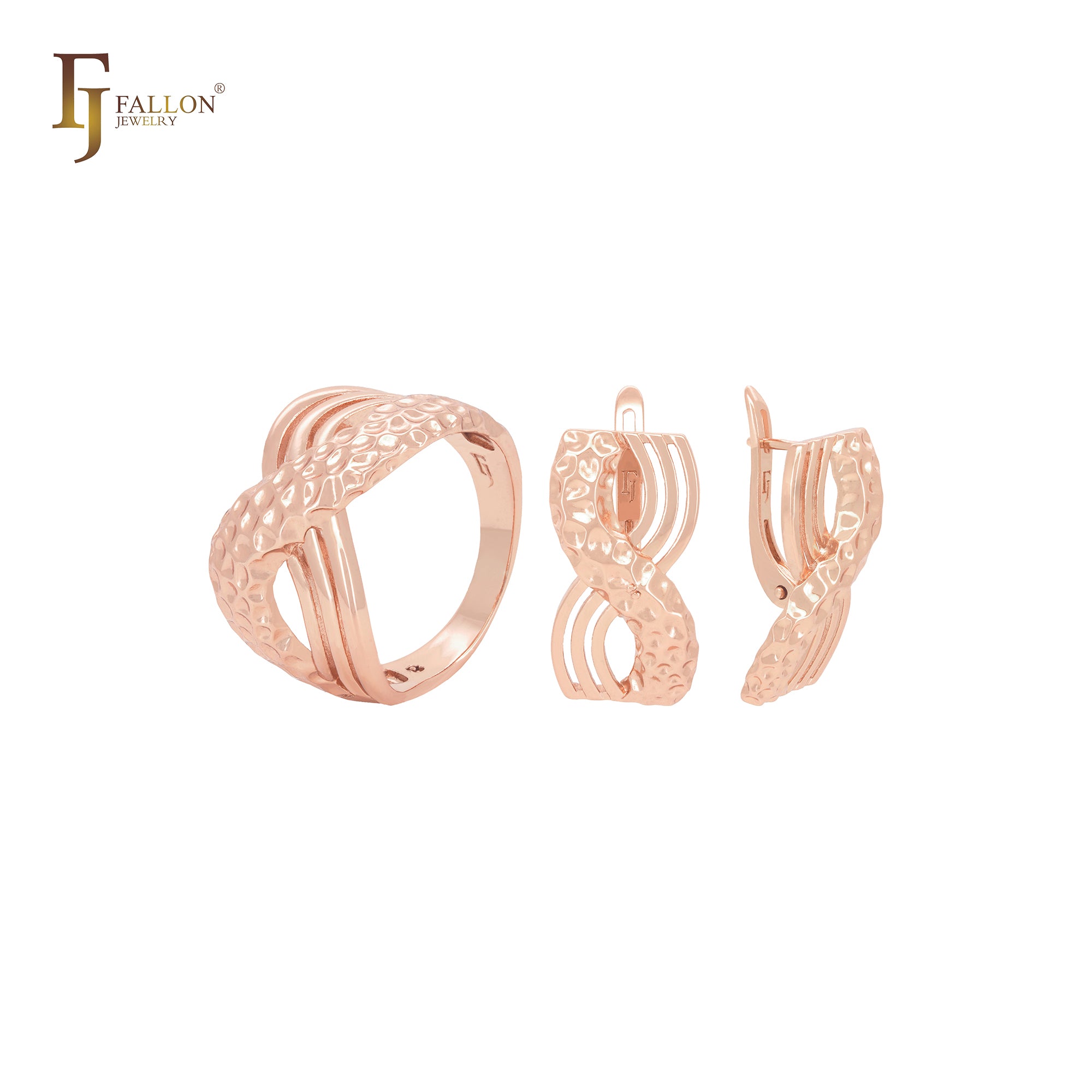 Interlocking Crossing geometric 14K Gold, Rose Gold Clip-On Earrings