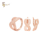 Interlocking Crossing geometric 14K Gold, Rose Gold Clip-On Earrings