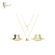 Double Birds of white and black CZs 14K Gold Necklace