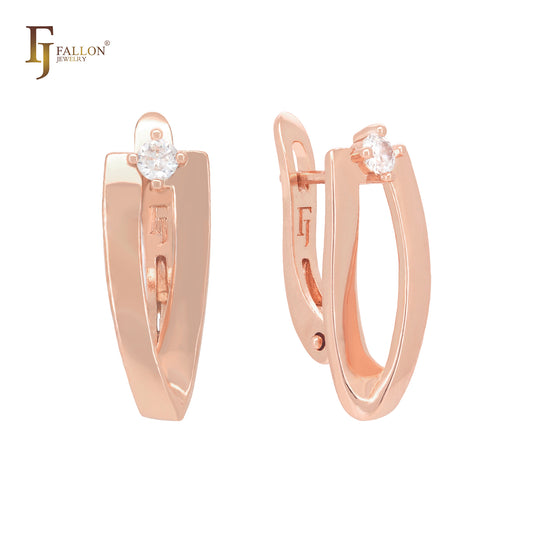 Geometric twisted ribbon Rose Gold Clip-On Earrings