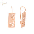 Lily and dragon fly textured Rose Gold Wire Hook Earrings