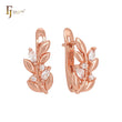 Blooming flower with cluster white CZs Rose Gold Clip-On Earrings