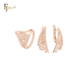 Chevron Filigree Rose Gold Jewelry Set with Rings