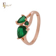 Branches of cluster emerald green CZs Rose Gold Fashion Rings