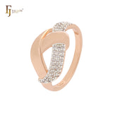 Overlapping Ribbons of white CZs Rose Gold two tone Fashion Rings