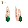 Pear shape CZ with white CZs Rose Gold two tone Clip-On Earrings