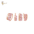 Luxuirous cluster pinky CZs Rose Gold Jewelry Set with Pendant and Rings