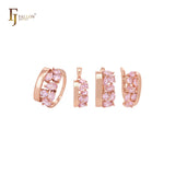 Luxuirous cluster pinky CZs Rose Gold Jewelry Set with Pendant and Rings