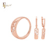 Half window shape geometric Rose Gold Jewelry Set with Rings