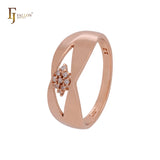 Big knot of flower white czs Rose Gold Fashion Rings