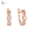 Twisted Ribbon of white CZs Rose Gold Clip-On Earrings
