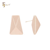 Pendulum octahedral shaped 14K Gold, Rose Gold, White Gold Stud Earrings