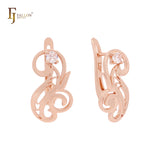 Twisted interlocking braches with white CZ Rose Gold Clip-On Earrings