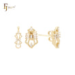 Buddle of white CZs 14k Gold stud earrings Jewelry Set with pendant