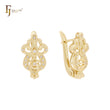 Filigree cluster white CZs flower 14K Gold, Rose Gold earrings