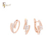 Lightning sign of white CZs Rose Gold two tone Jewelry Set with Rings