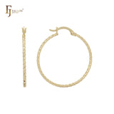 Rounded Alternative rope textuted 14K Gold, Rose Gold Hoop Earrings