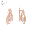 Solitaire white CZ geometric Rose Gold Clip-On Earrings