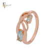 Branches of double lake blue Marquise CZs Rose Gold Fashion Rings