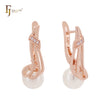 Elegant ribbon of pearl Rose Gold Clip-On Earrings