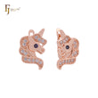 Unicorn cute cluster white and purple czs Rose Gold Child Earrings