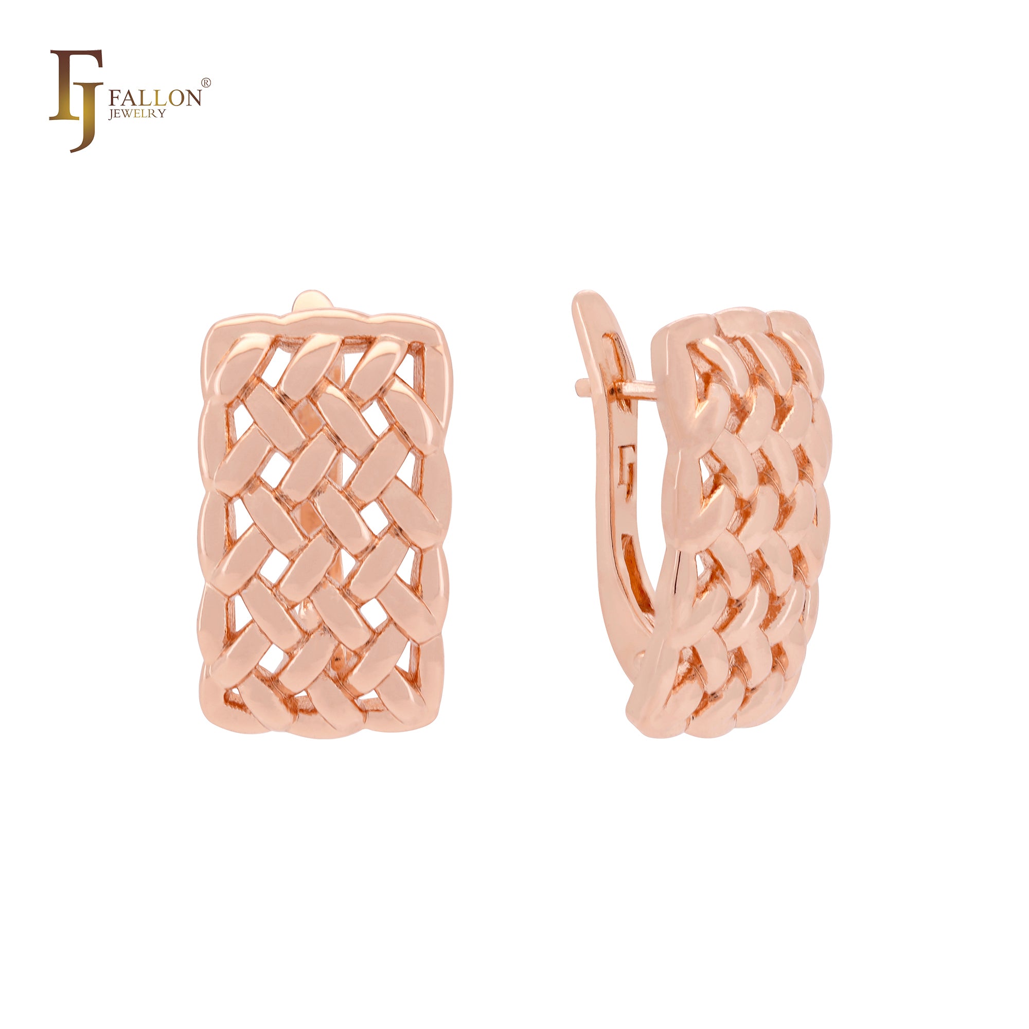 Weaving mesh Rose Gold Clip-On Earrings