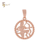 Oval rope of twisted beads circle constellation zodiac Rose Gold Pendant