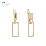 Dangling squared frame design Rose Gold, White Gold Earrings