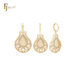 Bottle filigree shaped of white CZs 14K Gold Jewelry Set with Pendant