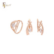 Solitaire white CZ geometric Rose Gold Jewelry Set with Rings