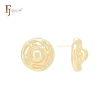 Snail dot straw hat shape 14K Gold, Rose Gold, White Gold Stud Earrings