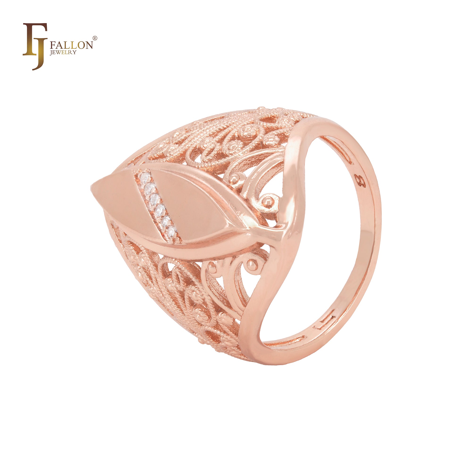 Marquise and dotted filigree Rose Gold Fashion Rings