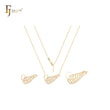 Feather leaves of white CZs 14K Gold Necklace