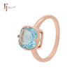 Cushion cut lake blue CZ solitaire Rose Gold Engagement Rings