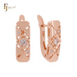 Triangular geometric white CZs Rose Gold Clip-On Earrings